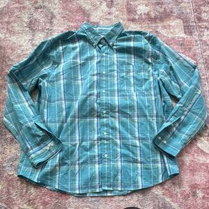 Saddlebred Men's Blue Green Plaid Classic Fit Long Sleeve Button-Up Shirt XXL